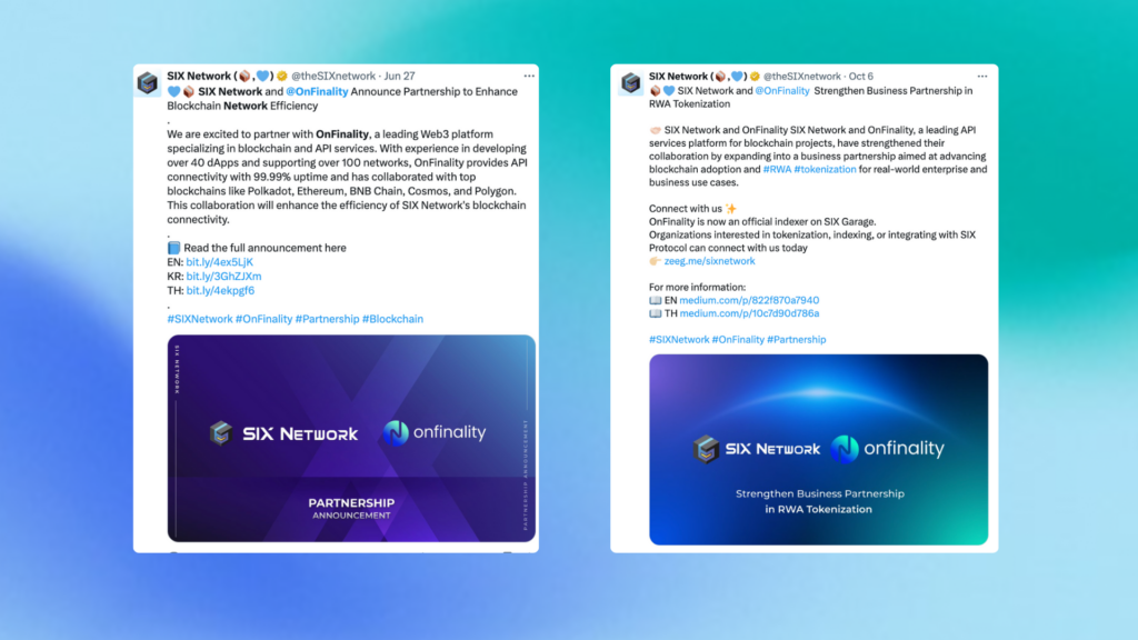 SIX Network and OnFinality Strengthen Business Partnership and Collaboration Partnership Announcement